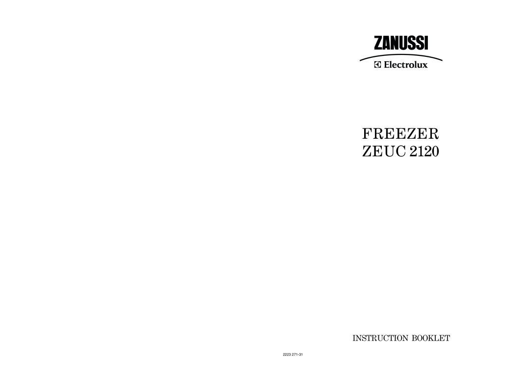 Zanussi ZEUC 2120 manual Freezer Zeuc, Instruction Booklet, 2223 