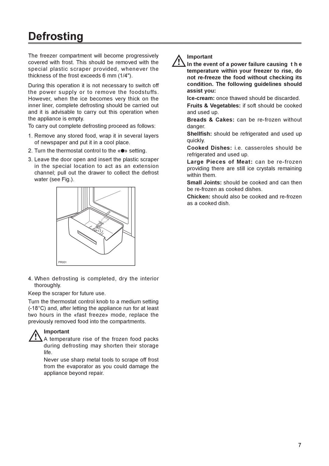 Zanussi ZEUT 6173 S manual Defrosting 