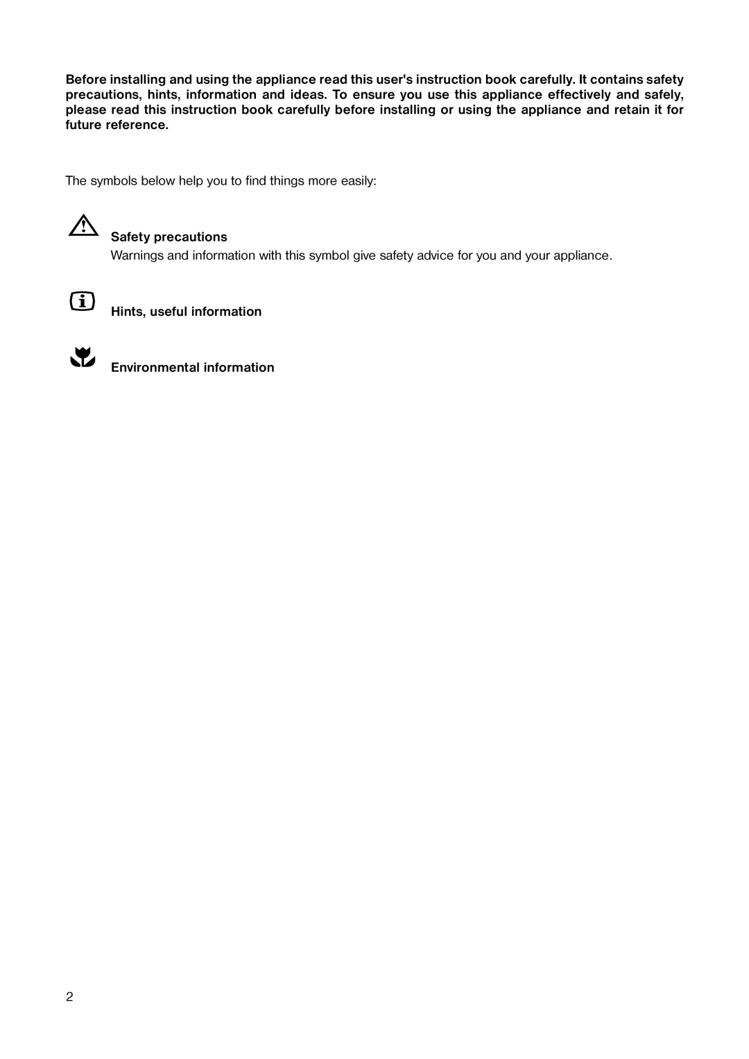 Zanussi ZF 22 W manual Symbols below help you to find things more easily 