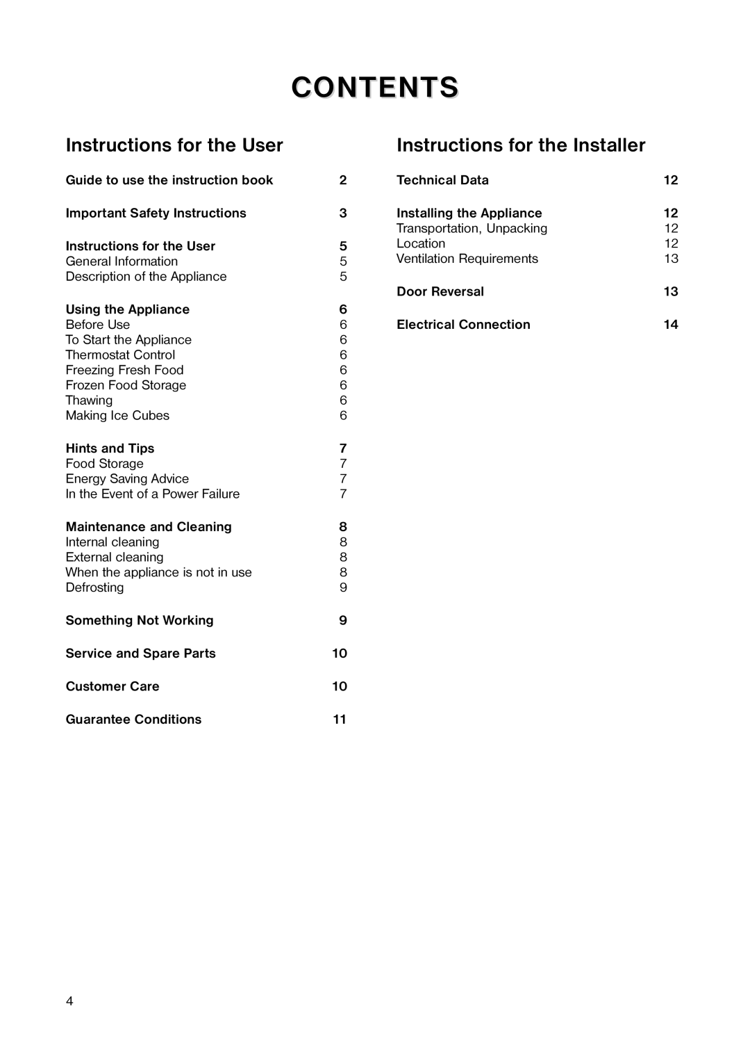 Zanussi ZF 22 W manual Contents 