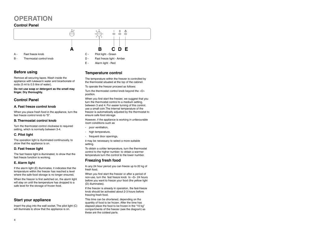 Zanussi ZF 57 W manual Operation 