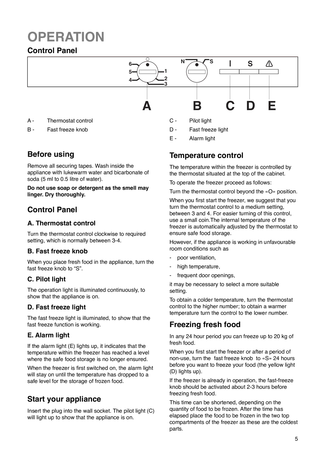 Zanussi ZF 67 manual Operation 