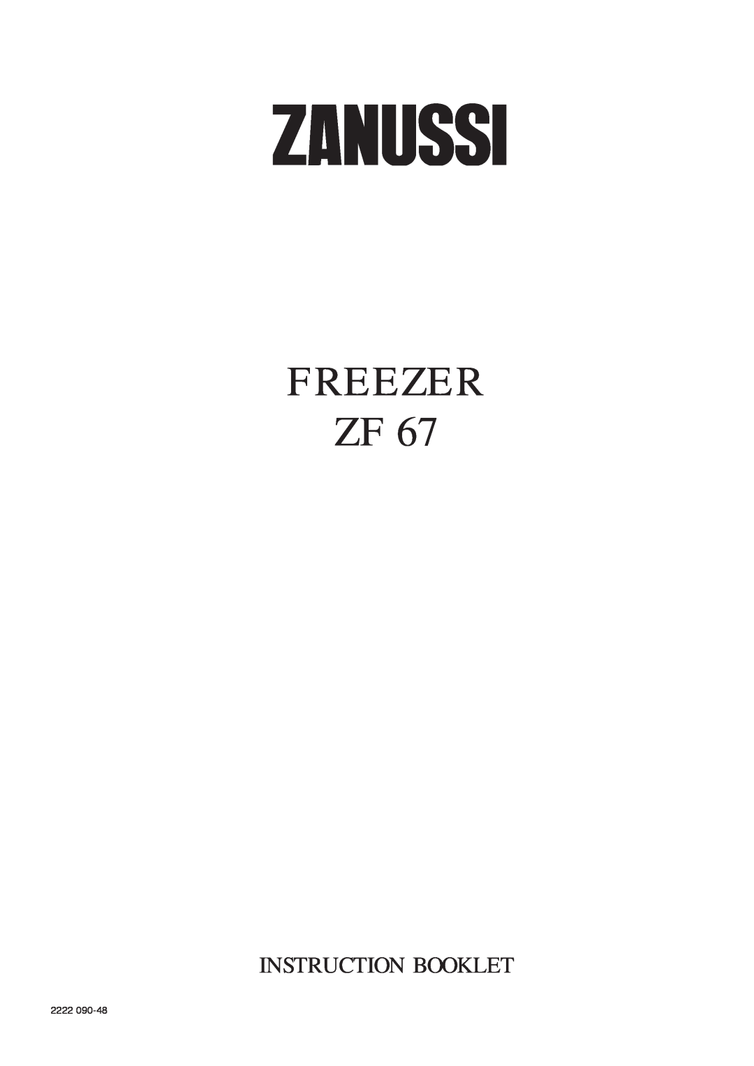 Zanussi ZF 67 manual Freezer Zf, Instruction Booklet, 2222 