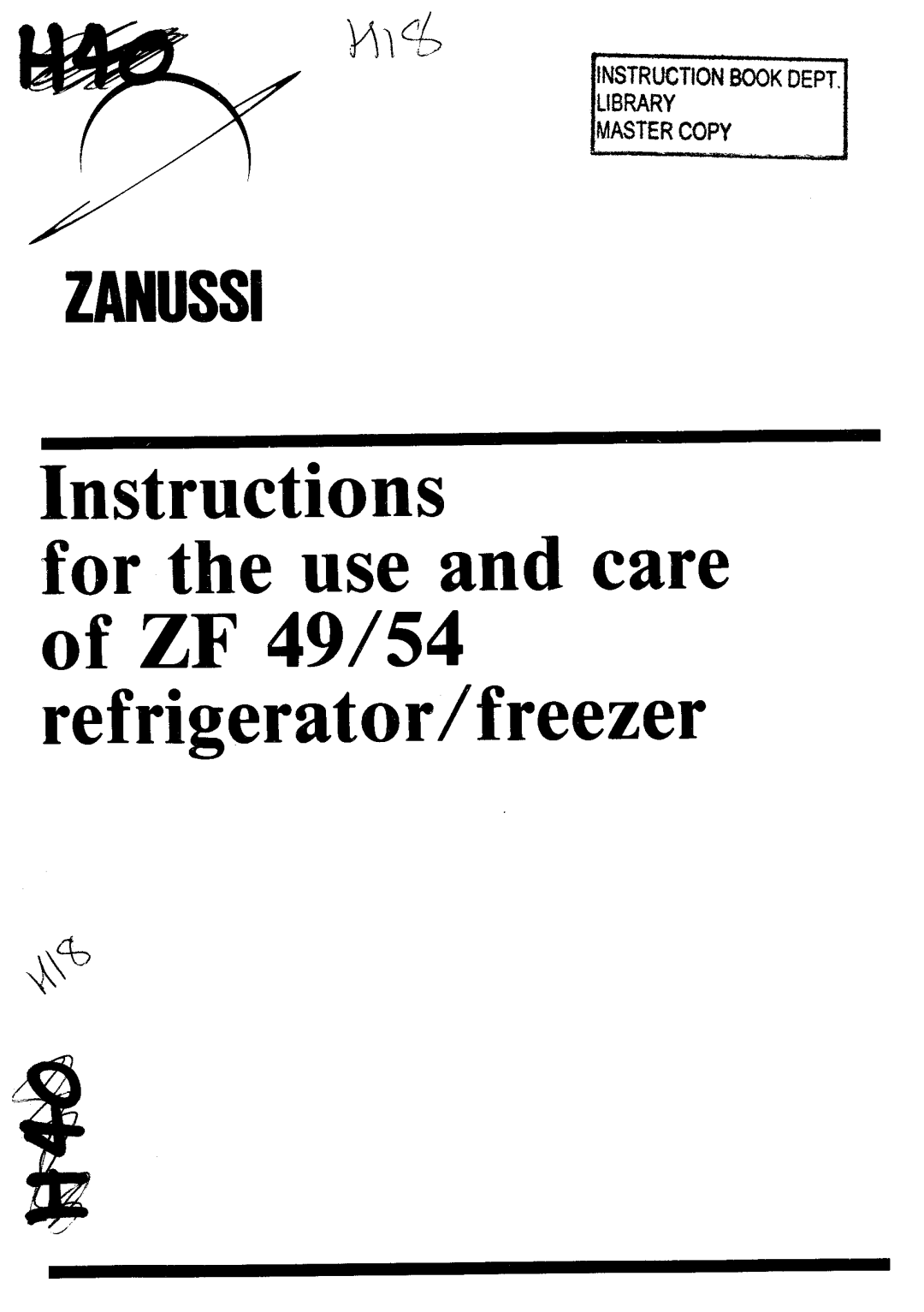 Zanussi ZF49/54 manual 