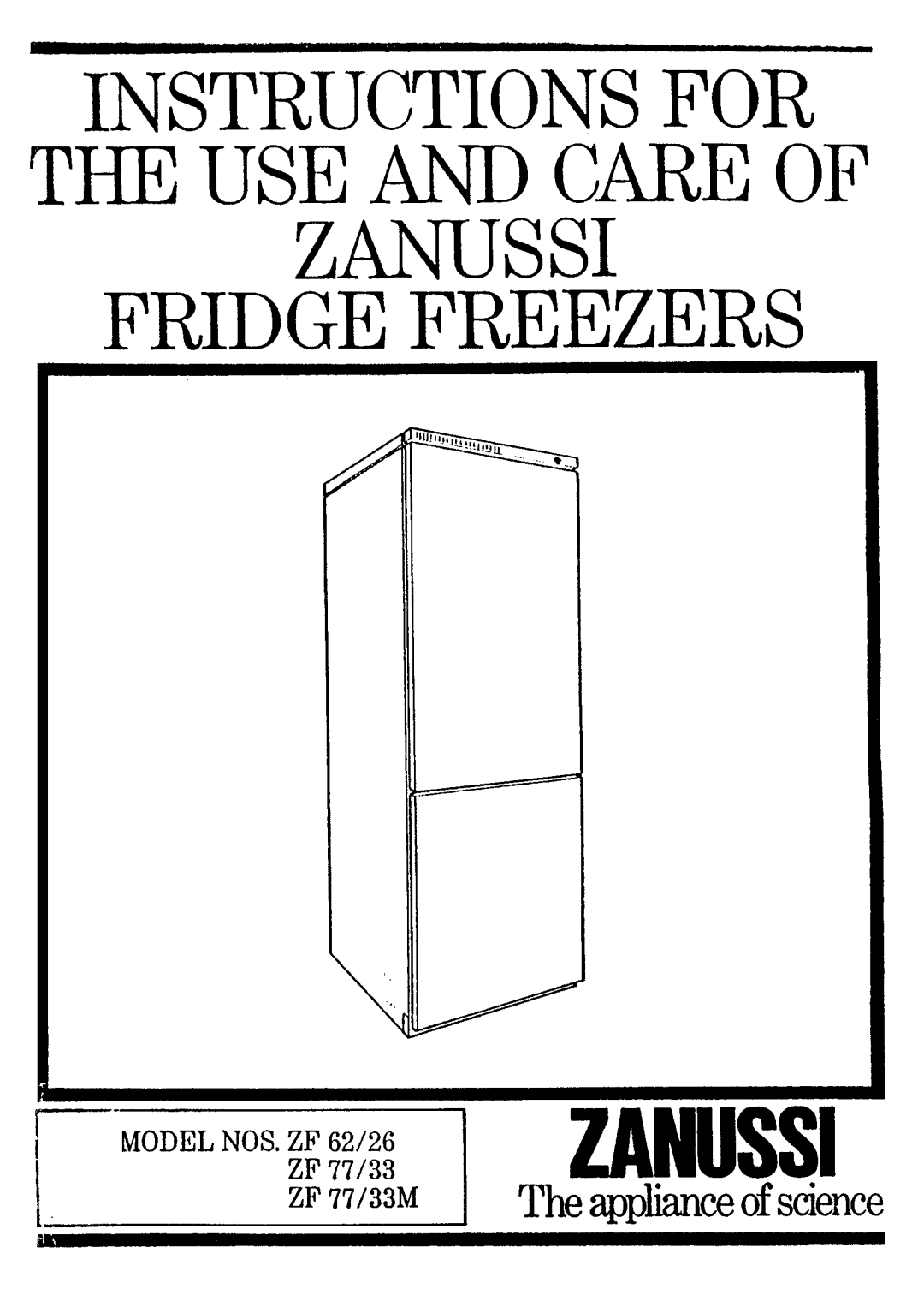 Zanussi ZF62/26 manual 