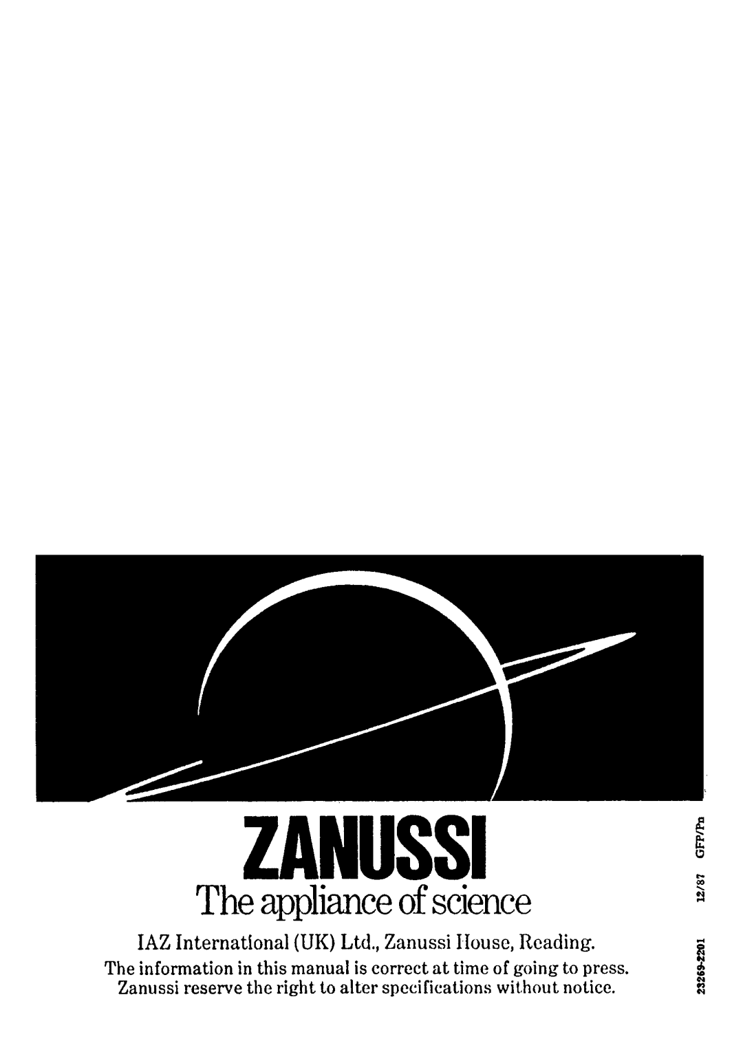 Zanussi ZF62/26 manual 