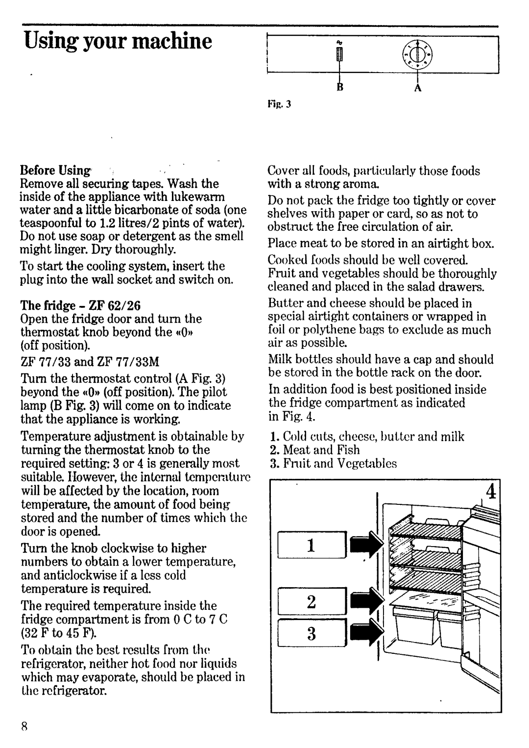 Zanussi ZF62/26 manual 