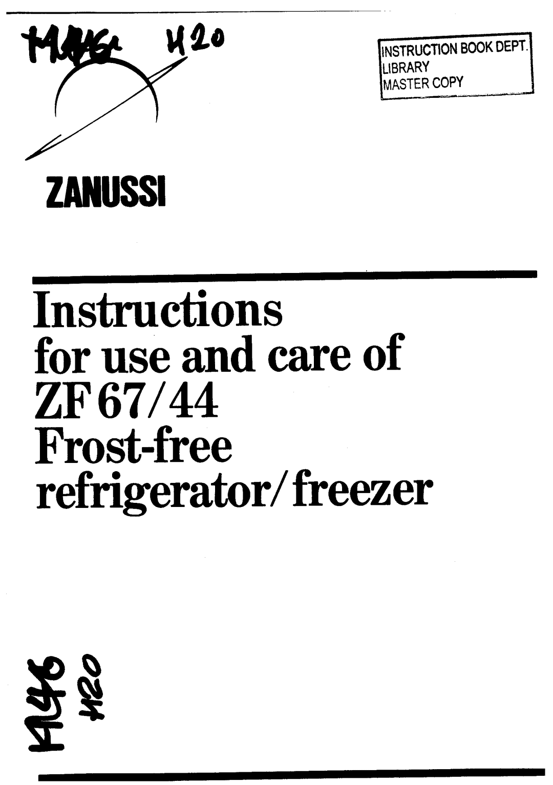 Zanussi ZF67/44 manual 