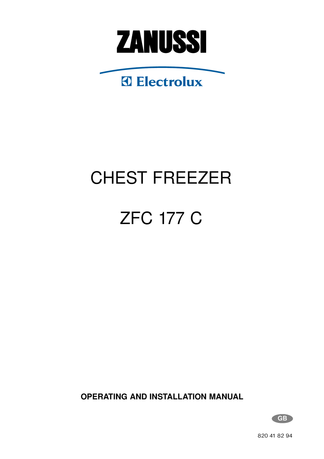 Zanussi ZFC 177 C installation manual Zanussi, 820 41 82 