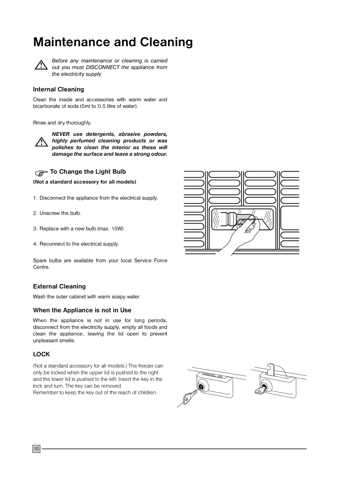 Zanussi ZFC 177 C installation manual Maintenance and Cleaning, Internal Cleaning 