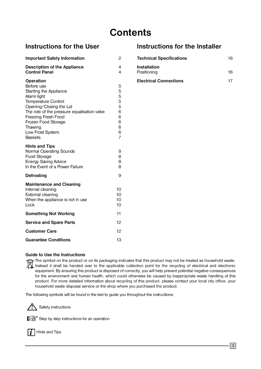 Zanussi ZFC 177 C installation manual Contents 