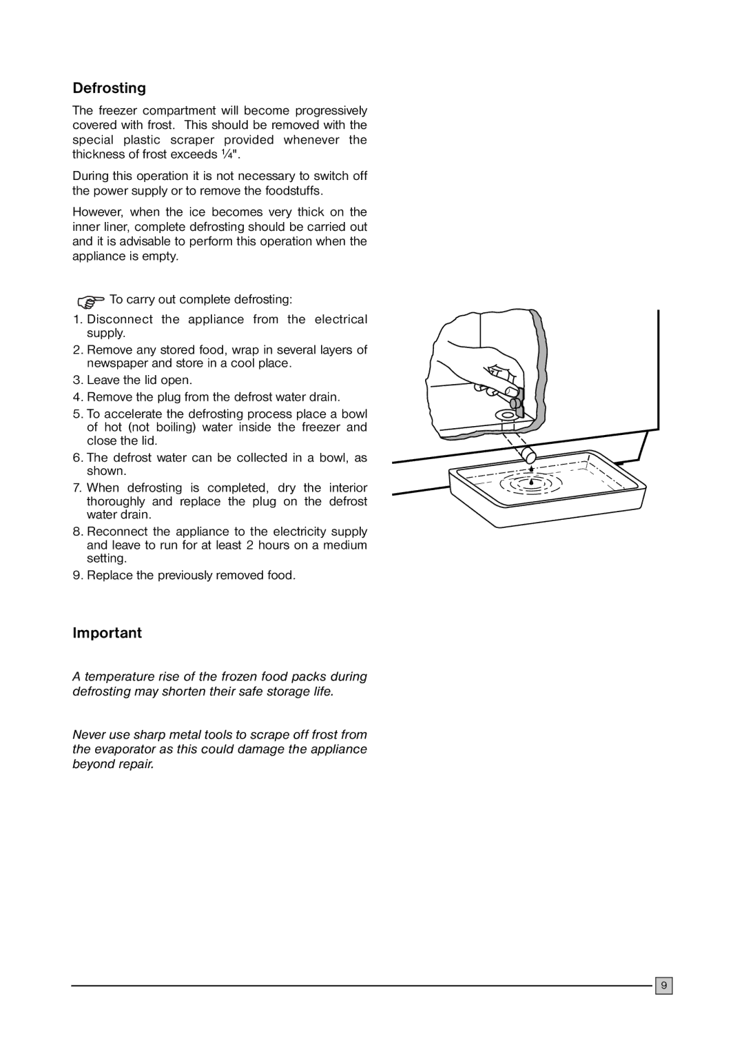 Zanussi ZFC 177 C installation manual Defrosting 