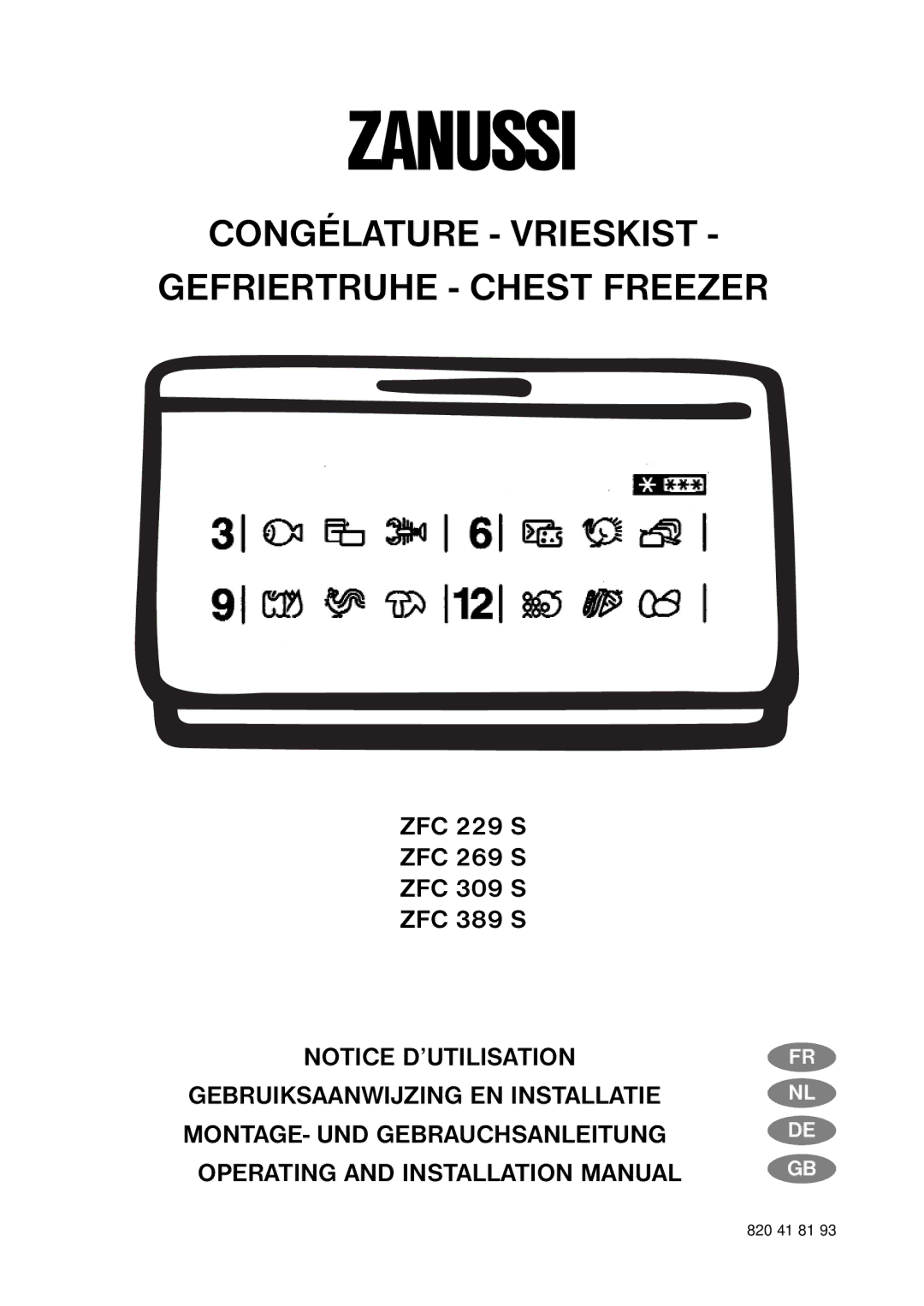 Zanussi ZFC 389 S, ZFC 309 S, ZFC 269 S, ZFC 229 S installation manual Zanussi, 820 41 81 