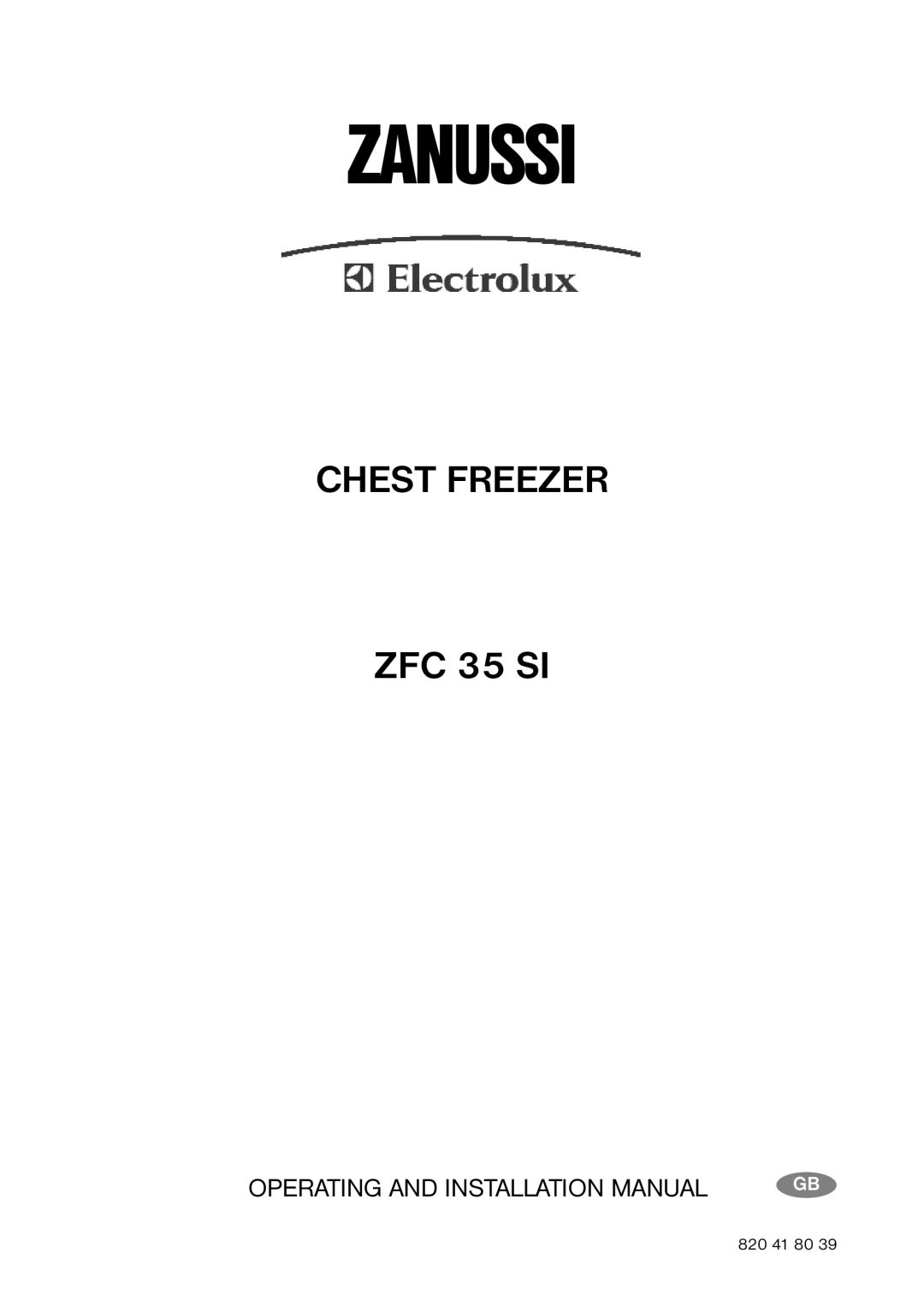 Zanussi ZFC 35 SI installation manual Zanussi 