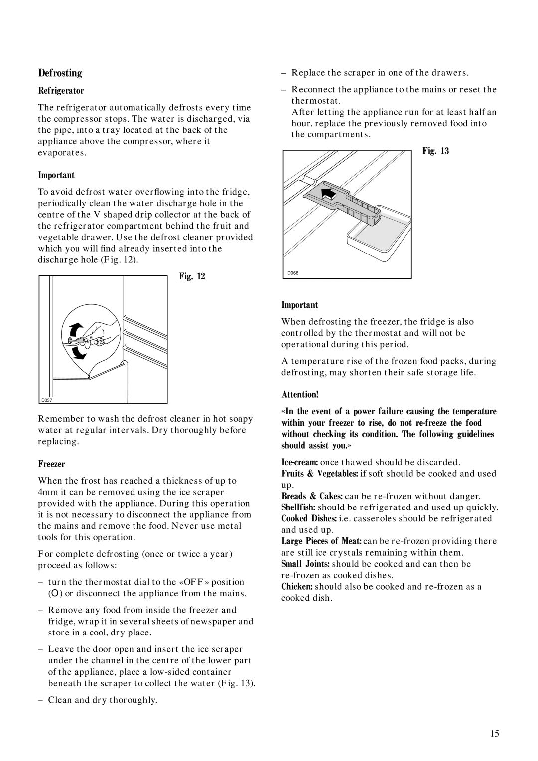 Zanussi ZFC 60/30 LE manual Defrosting 