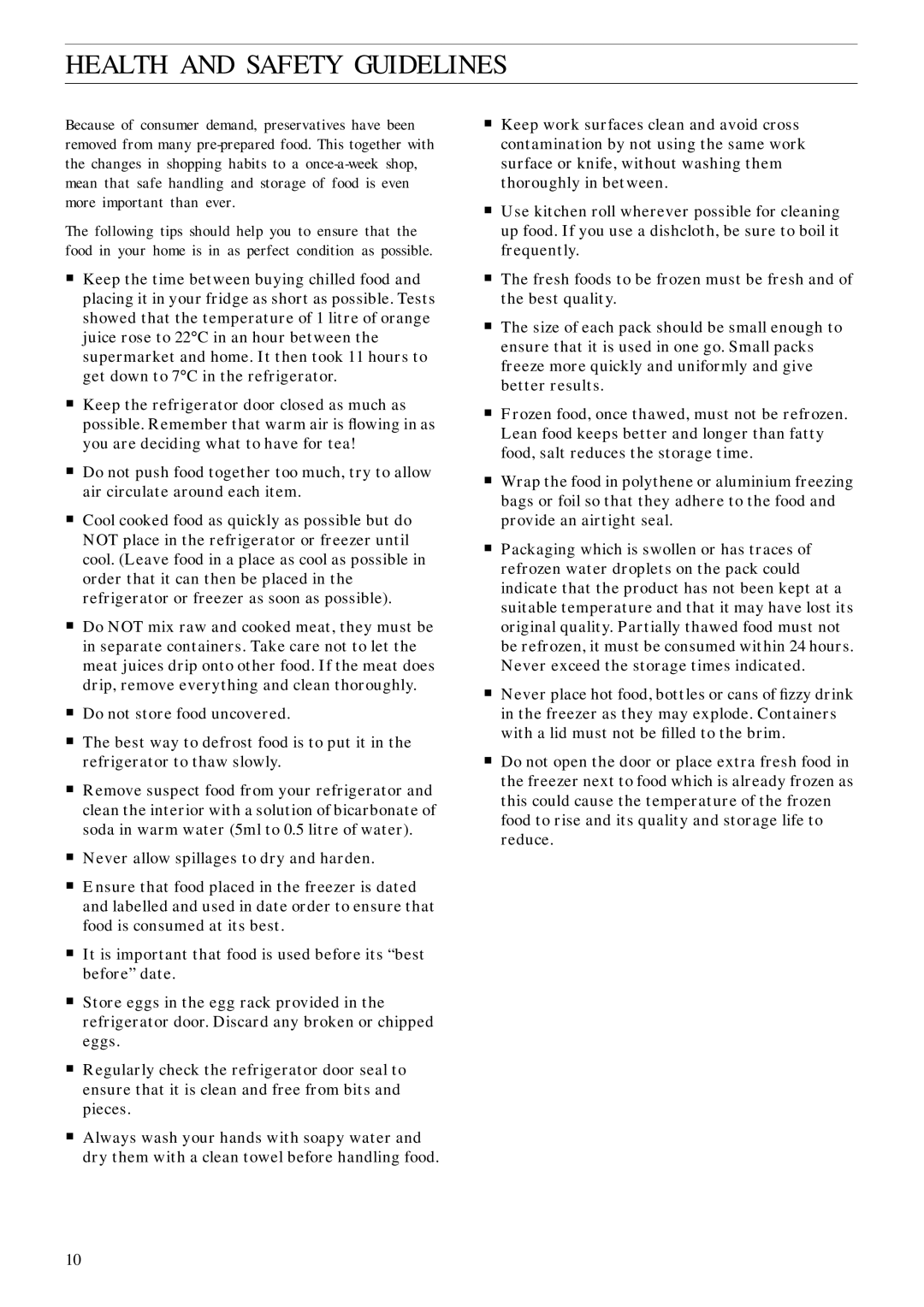 Zanussi ZFC 61/27 manual Health and Safety Guidelines 