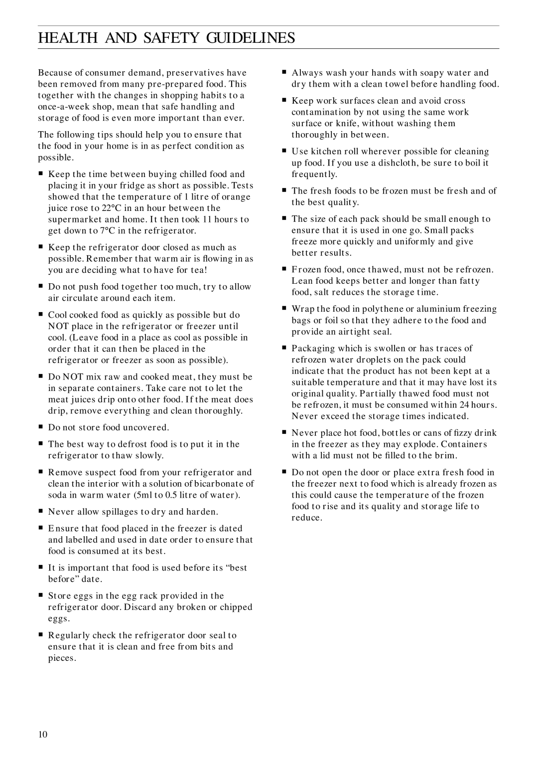 Zanussi ZFC 62/23 FF manual Health and Safety Guidelines 