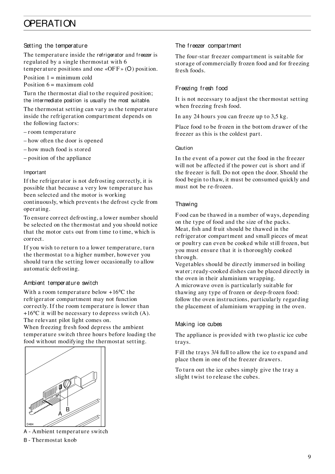 Zanussi ZFC 62/23 FF manual Operation 