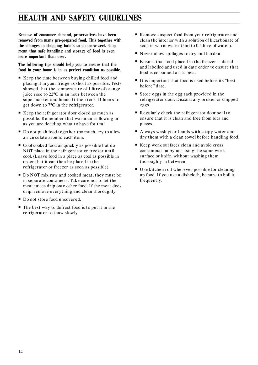 Zanussi ZFC 66/14 manual Health and Safety Guidelines 