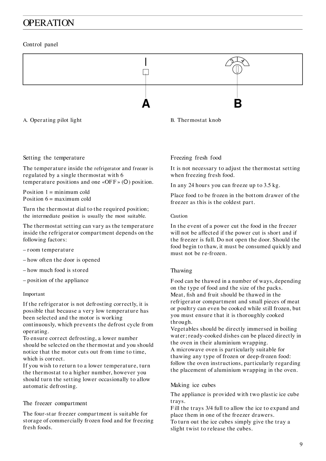 Zanussi ZFC 80/30 FF manual Operation 