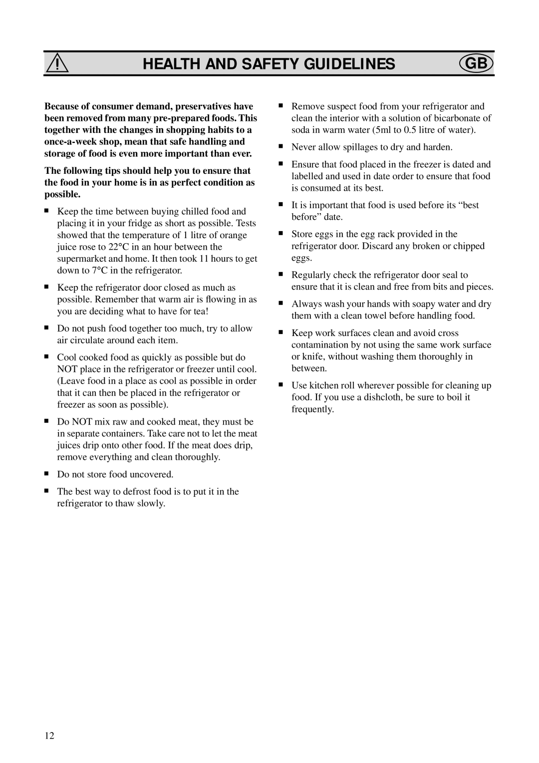 Zanussi ZFD 50/17 RAL manual Health and Safety Guidelines 