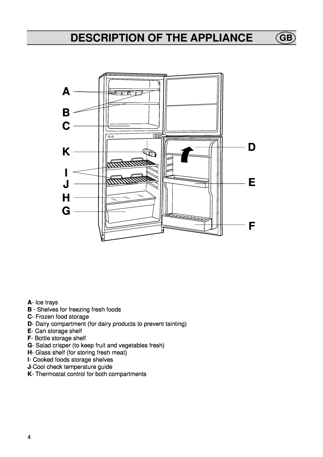 Zanussi ZFD 50/33 R manual Description Of The Appliance 