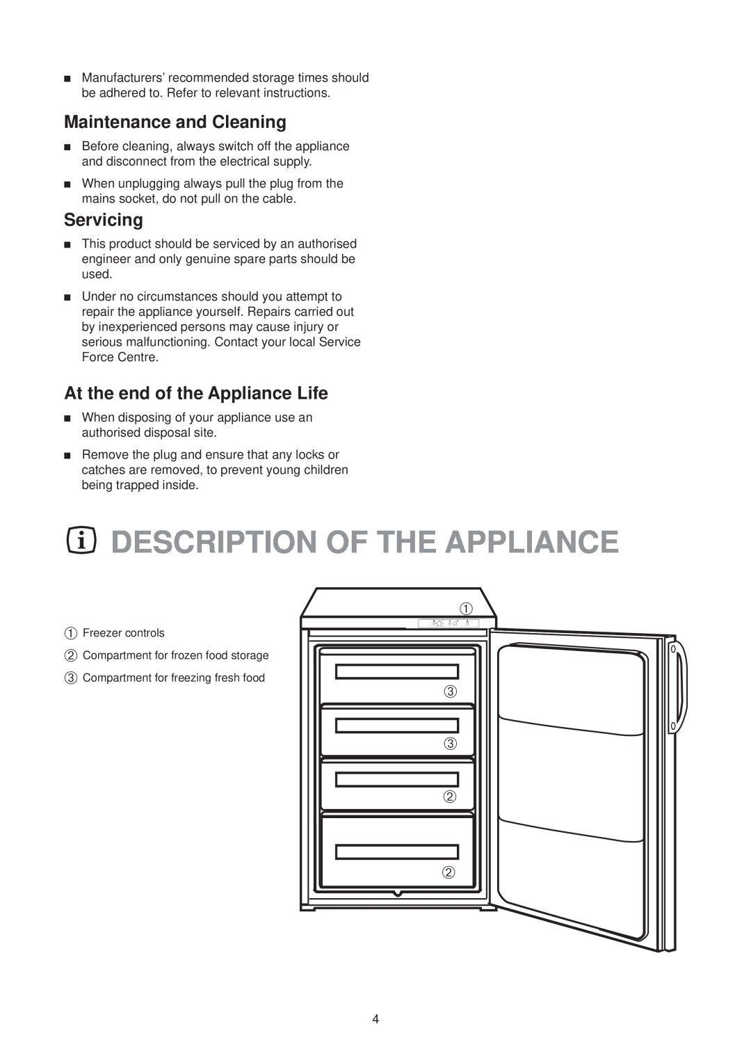 Zanussi ZFE 74 W manual Description Of The Appliance 