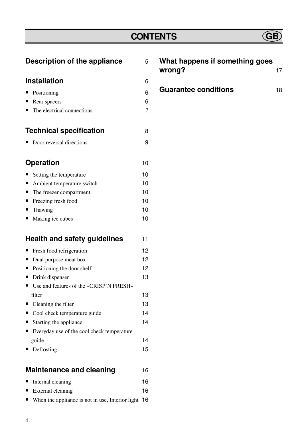 Zanussi ZFK 62/23 RF manual Contentsgb 