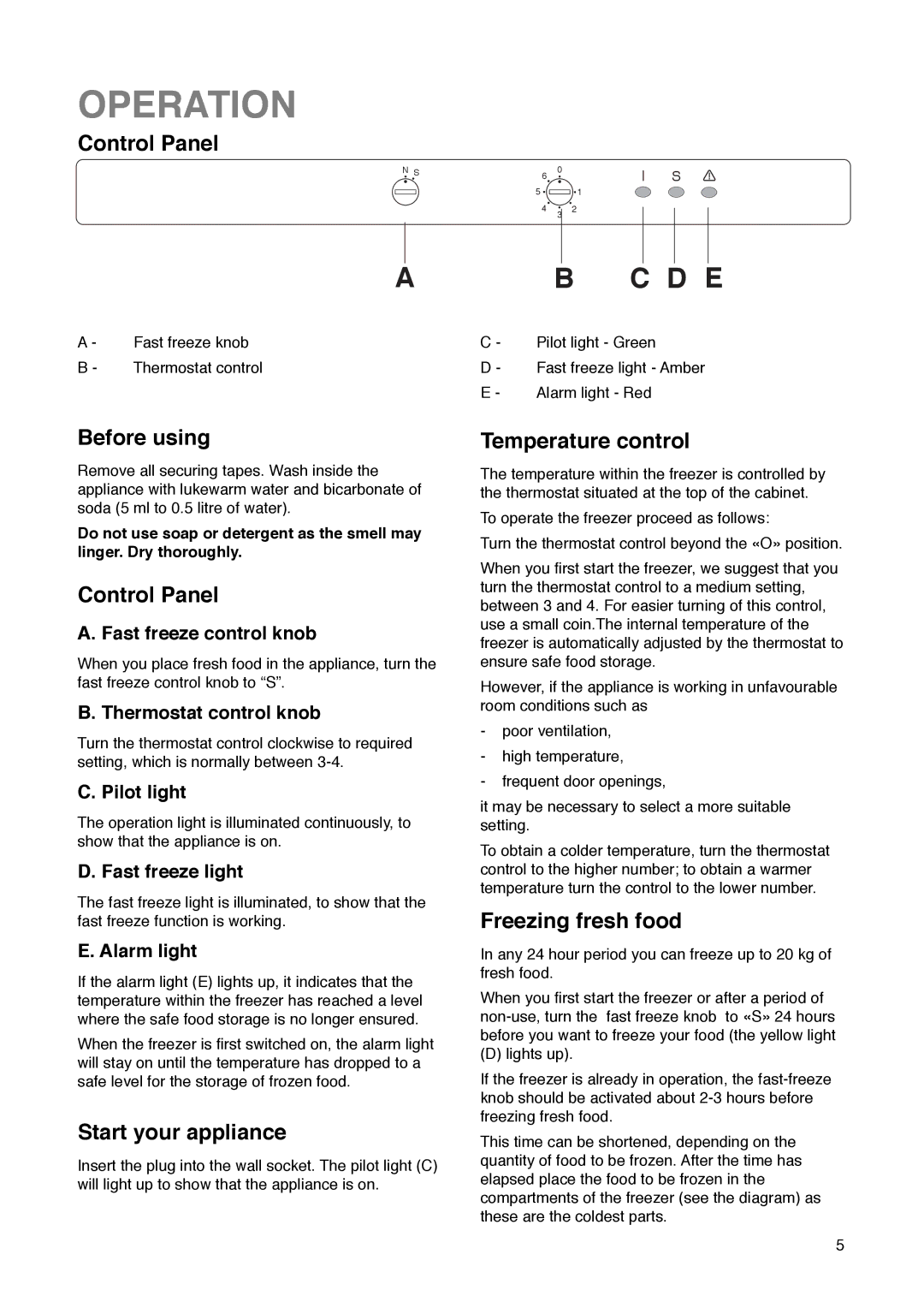 Zanussi ZFR 67 manual Operation 