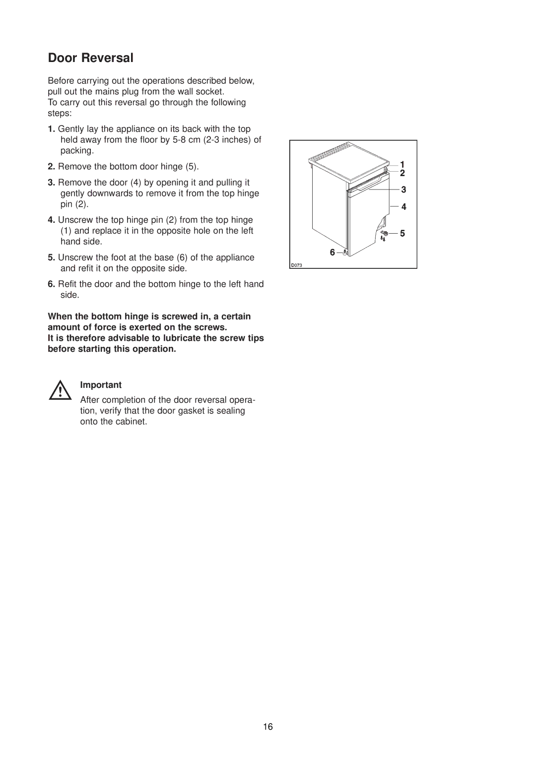 Zanussi ZFT 51/2 R manual Door Reversal 