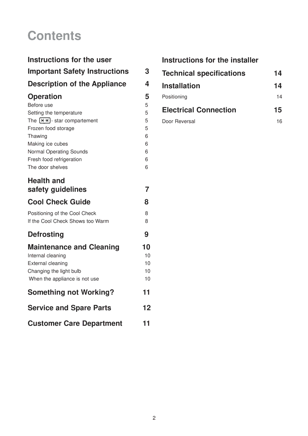 Zanussi ZFT 51/2 R manual Contents 