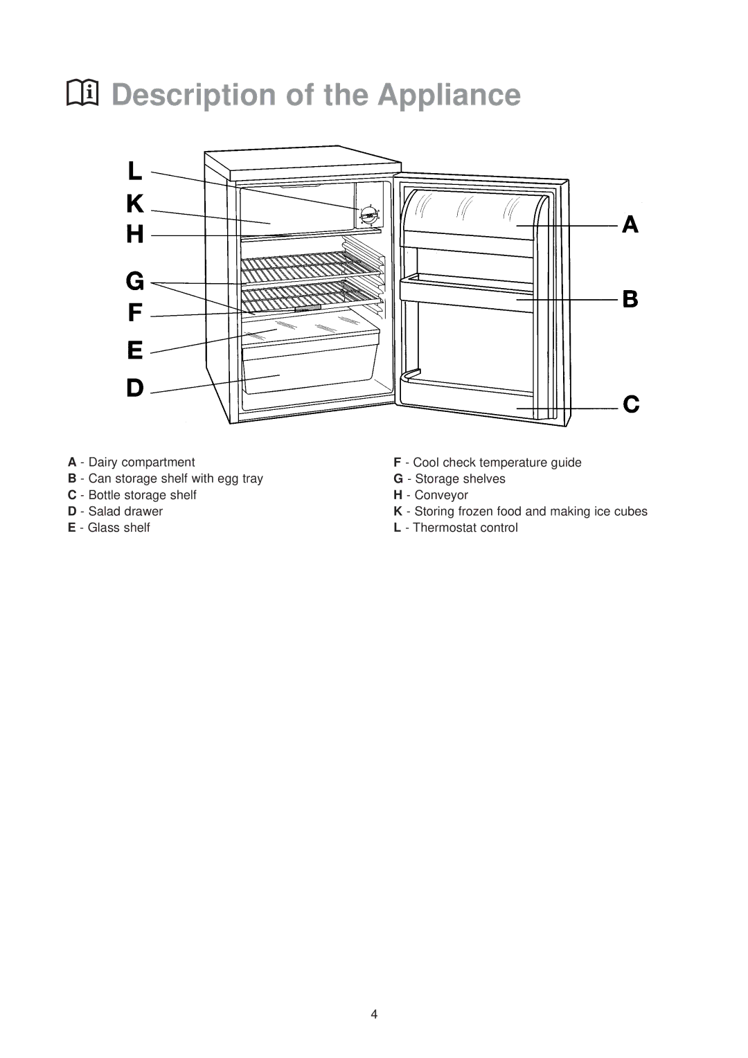 Zanussi ZFT 51/2 R manual Description of the Appliance 