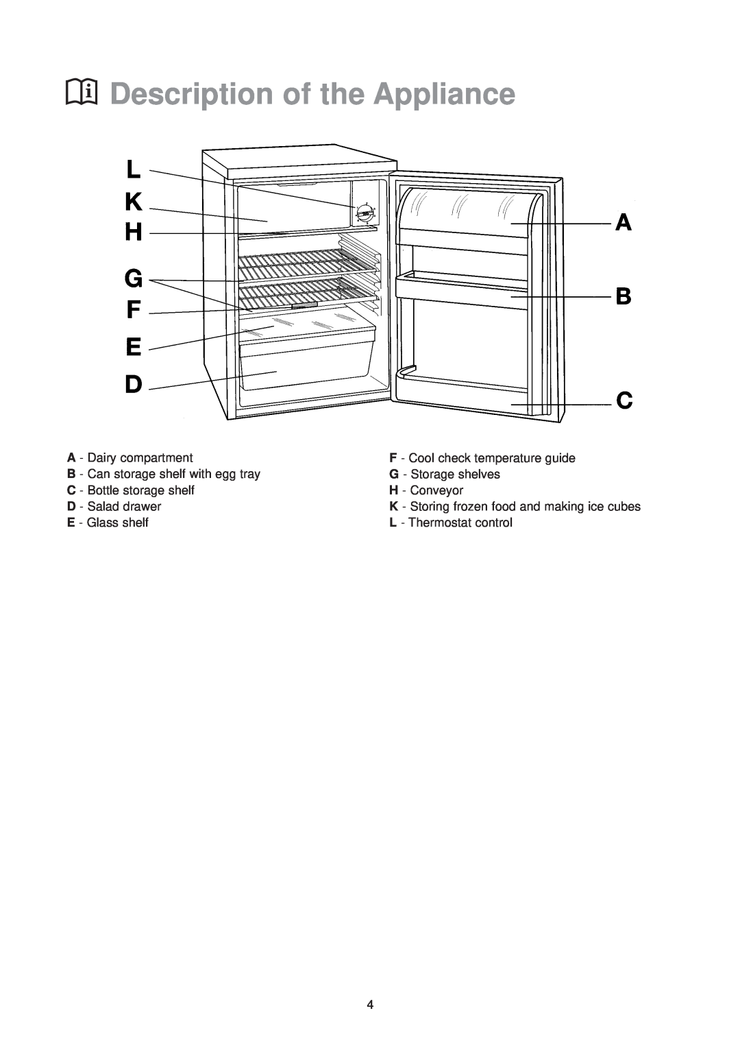Zanussi ZFT 51/2 R manual Description of the Appliance 