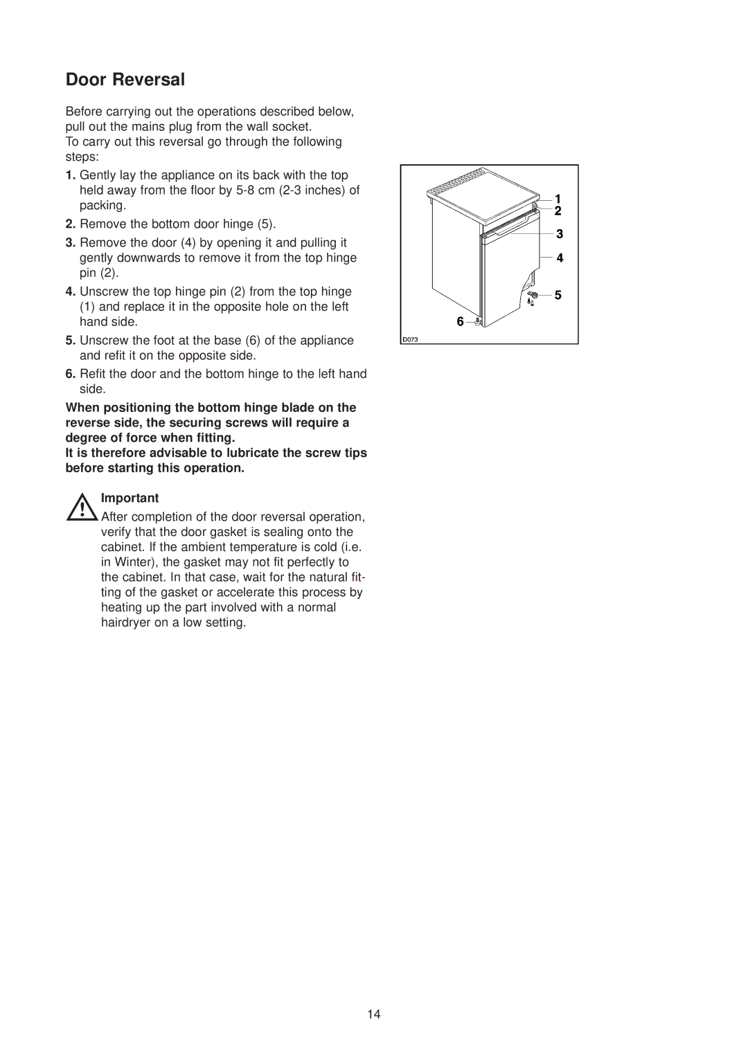 Zanussi ZFX 74 W manual Door Reversal 