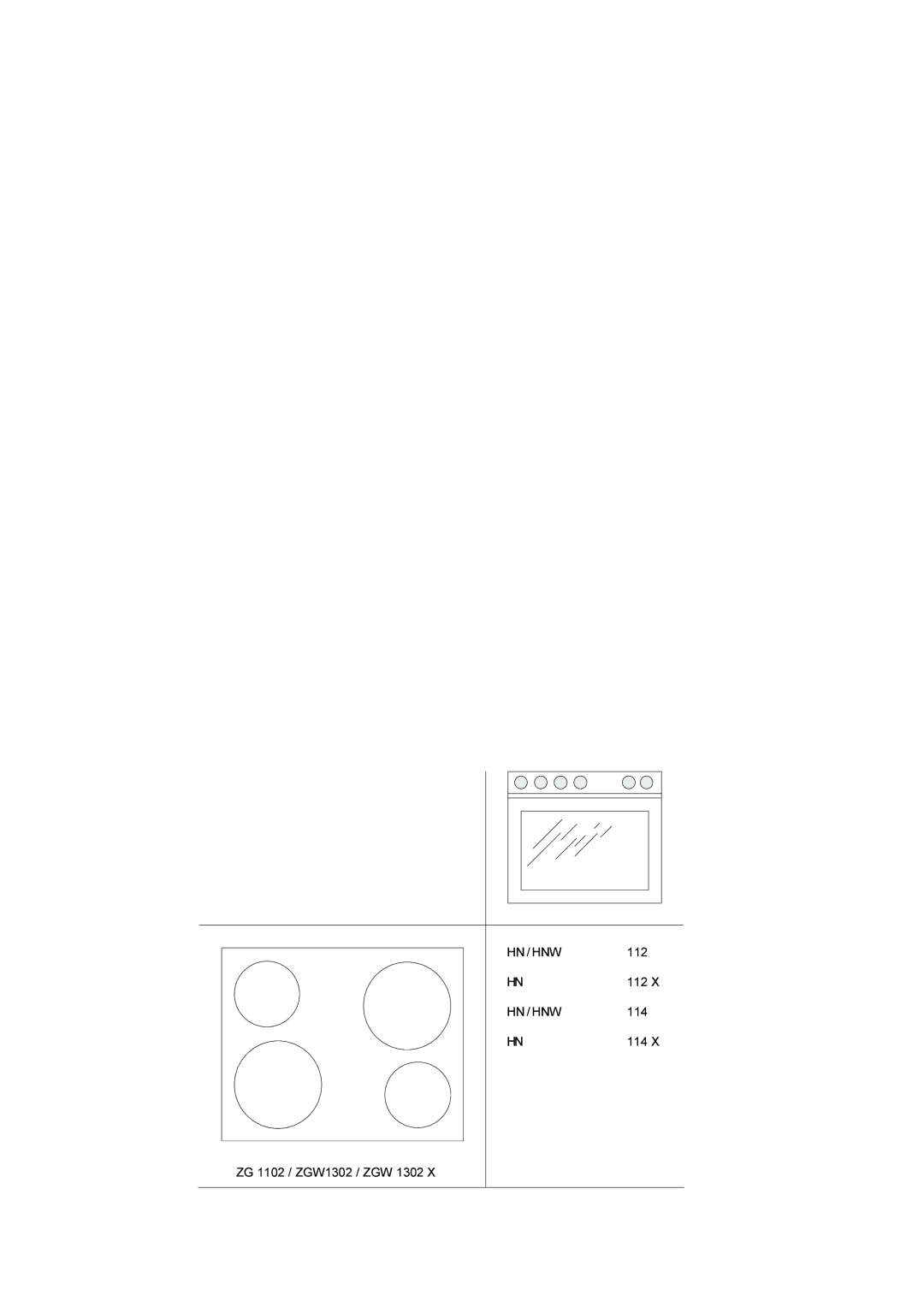 Zanussi ZG 1102, ZGW 1302 X manual Hn / Hnw 