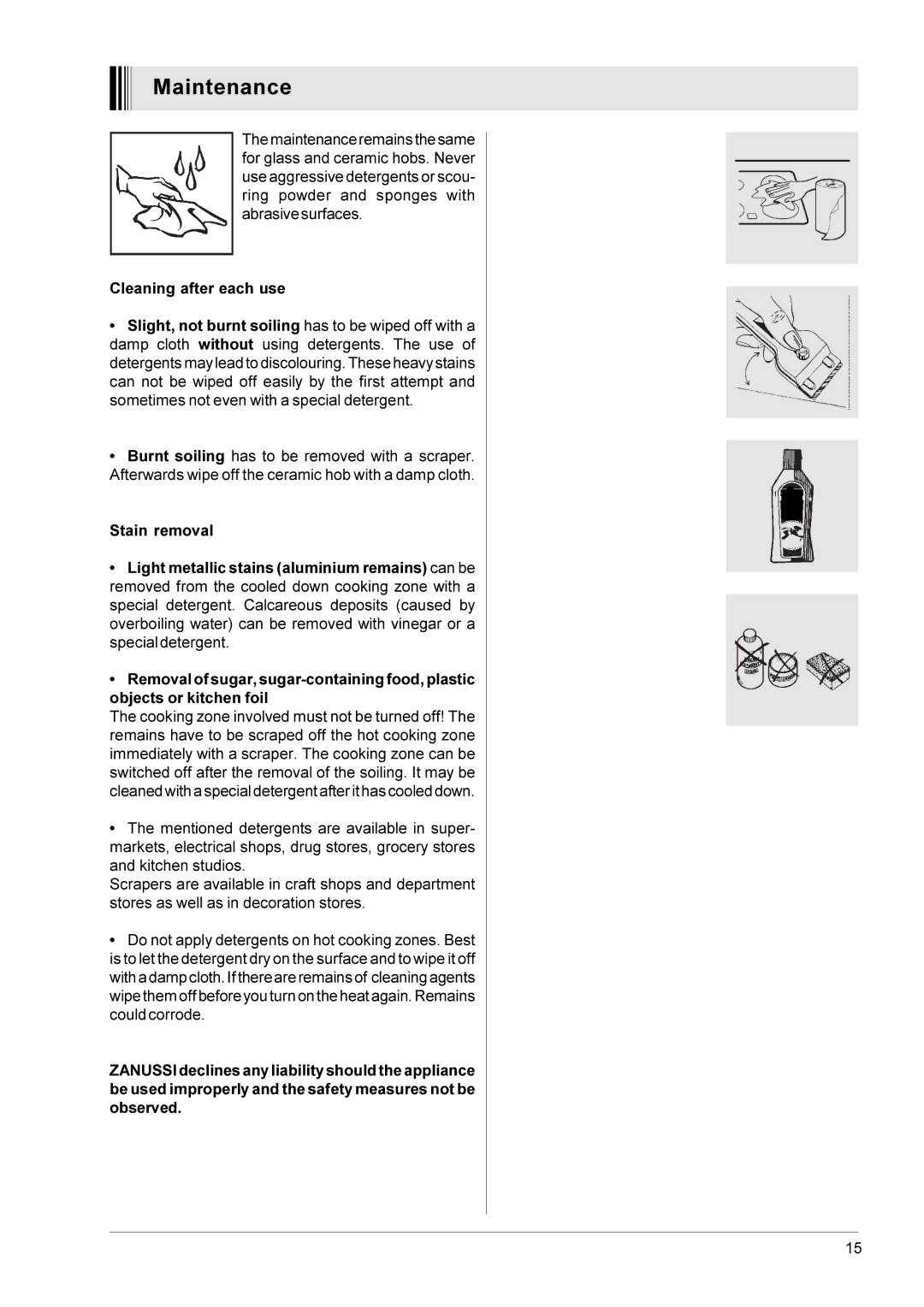 Zanussi ZG 1102, ZGW 1302 X manual Maintenance 