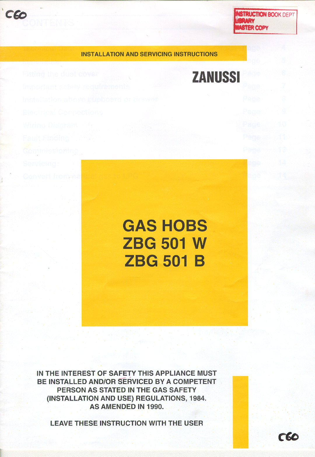 Zanussi ZGA 75 B manual 