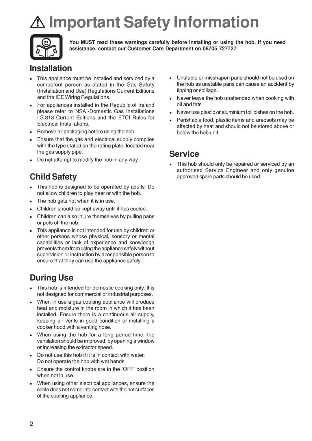 Zanussi ZGF 782 CTN, ZGF 782 CTX manual Important Safety Information, Installation, Child Safety, During Use, Service 