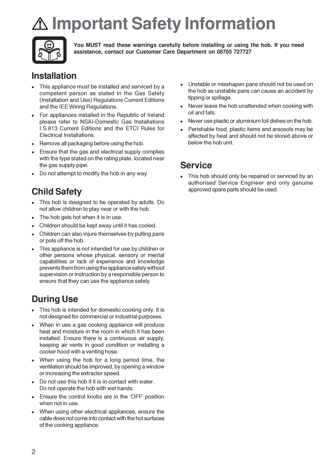 Zanussi ZGF 7820 manual Important Safety Information, Installation, Child Safety, During Use, Service 