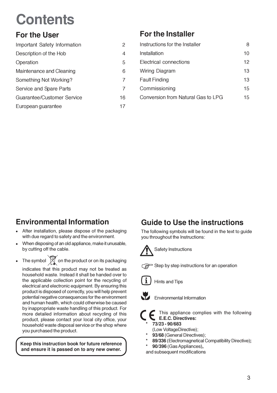 Zanussi ZGL 62 ITX manual Contents 