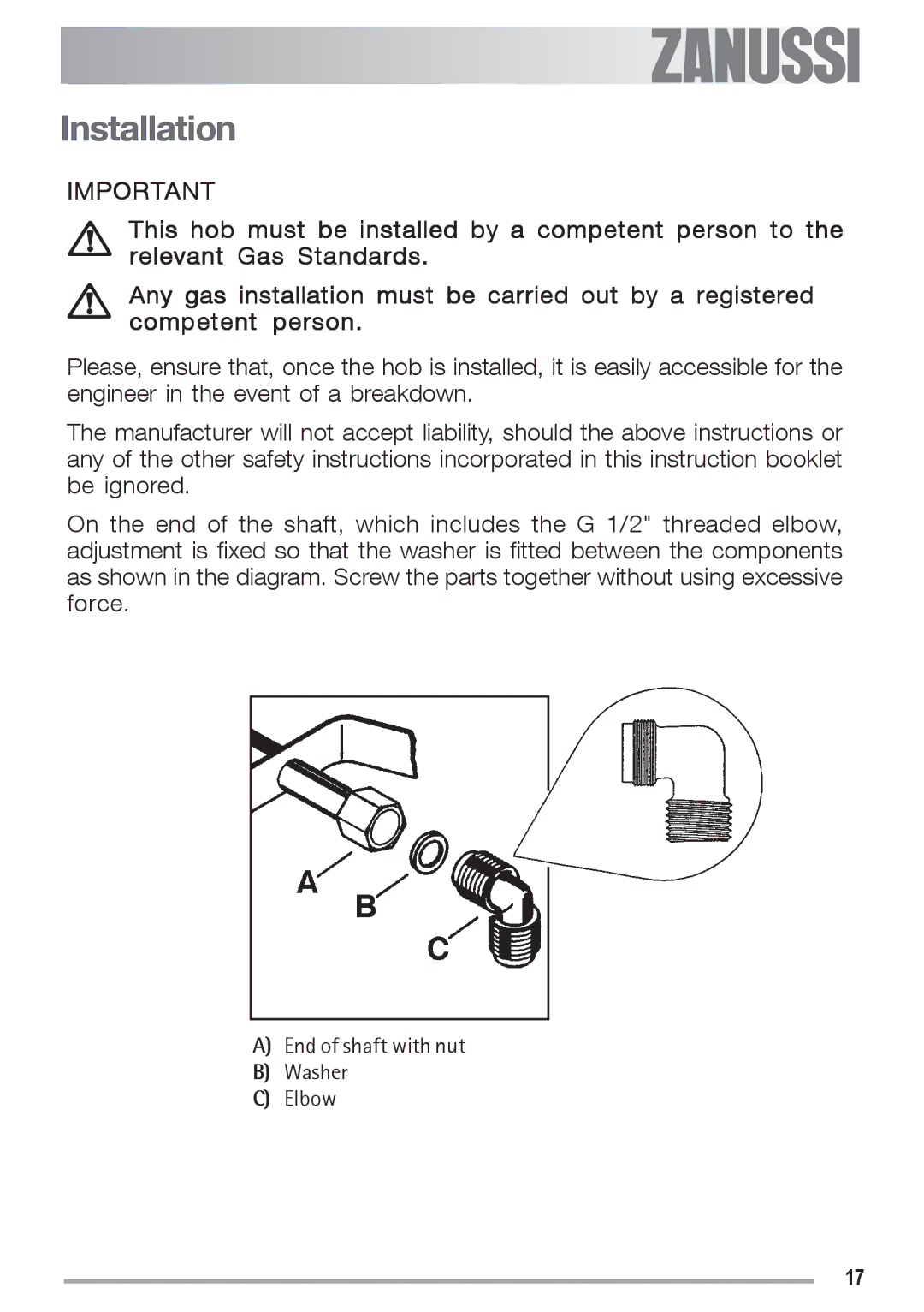 Zanussi ZGS 682 ICT manual Installation 