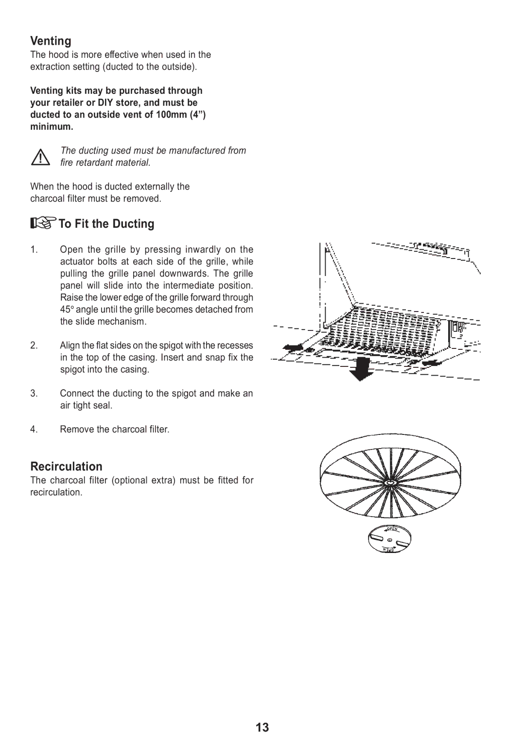 Zanussi ZH 280 manual Venting, To Fit the Ducting 