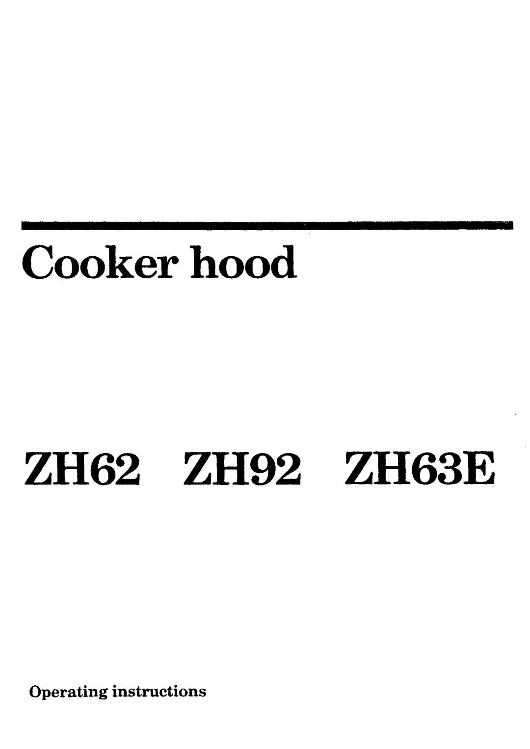 Zanussi ZH92, ZH62, ZH63E manual 