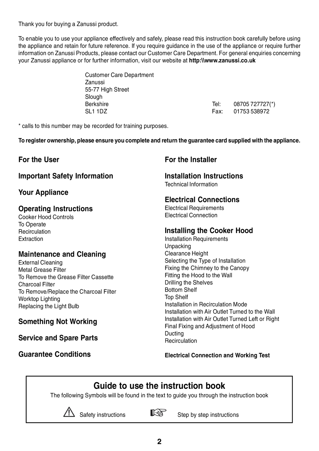 Zanussi ZHC 916X manual Maintenance and Cleaning, Electrical Connections, Installing the Cooker Hood 