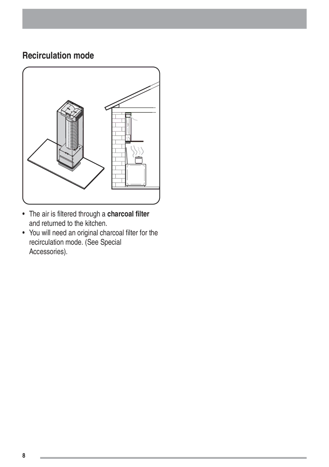 Zanussi ZHC 9254X user manual Recirculation mode 