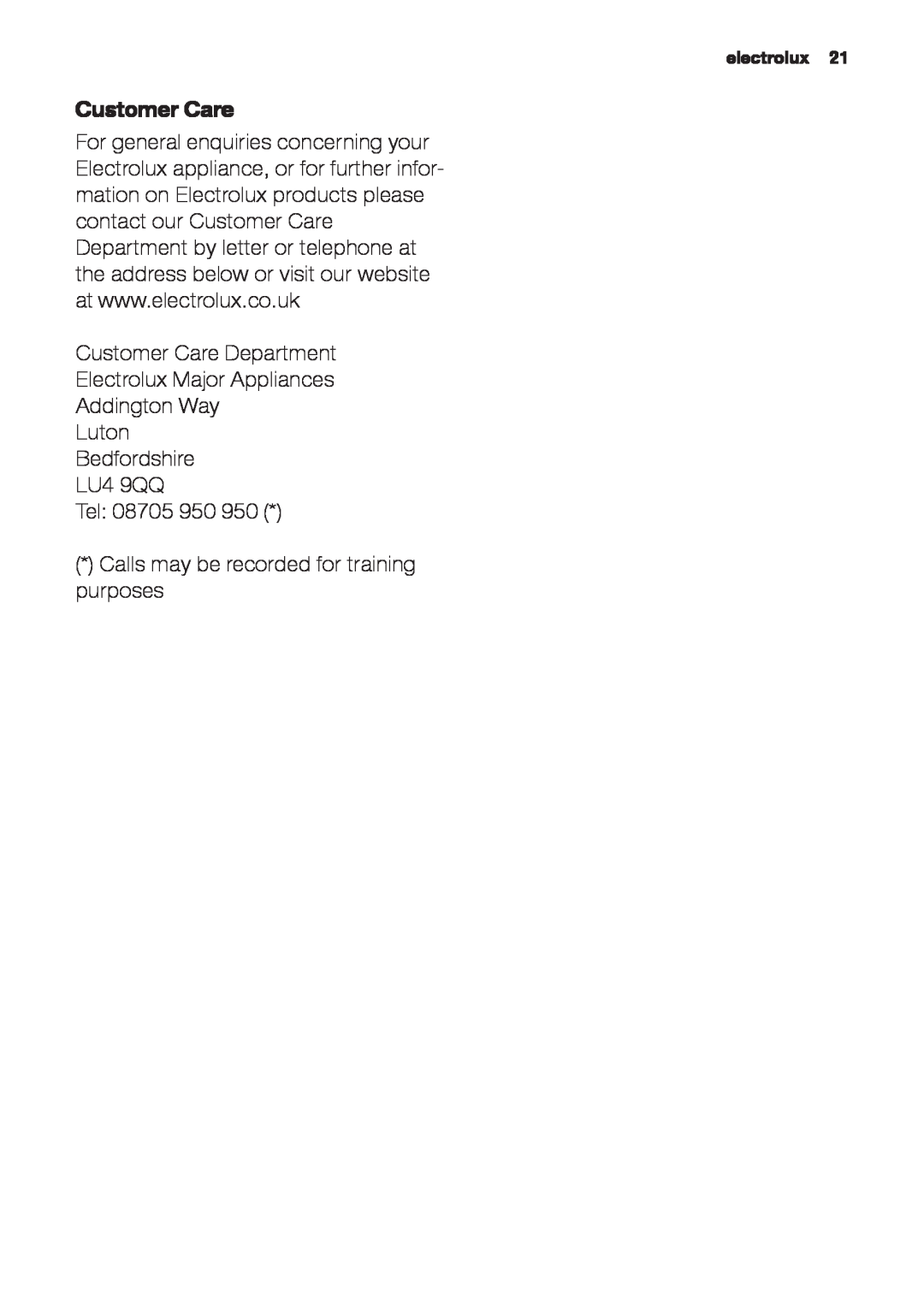 Zanussi ZHC 9254X user manual Customer Care 