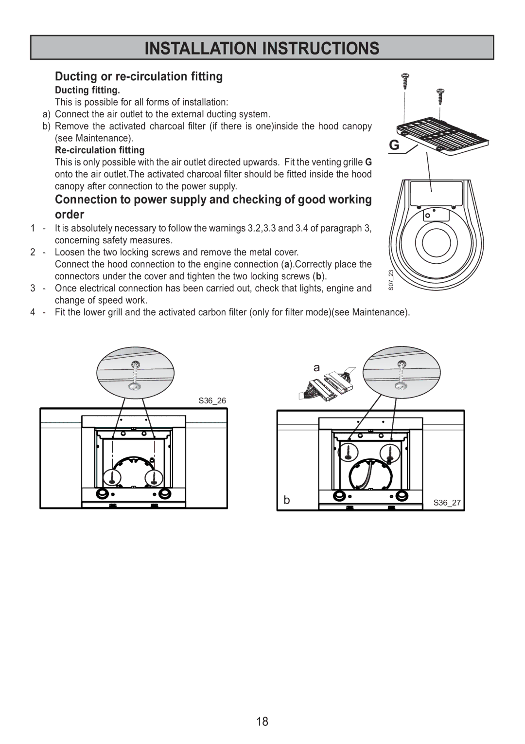 Zanussi ZHC 95 ALU manual Ducting or re-circulation fitting, Order, Ducting fitting, Re-circulation fitting 