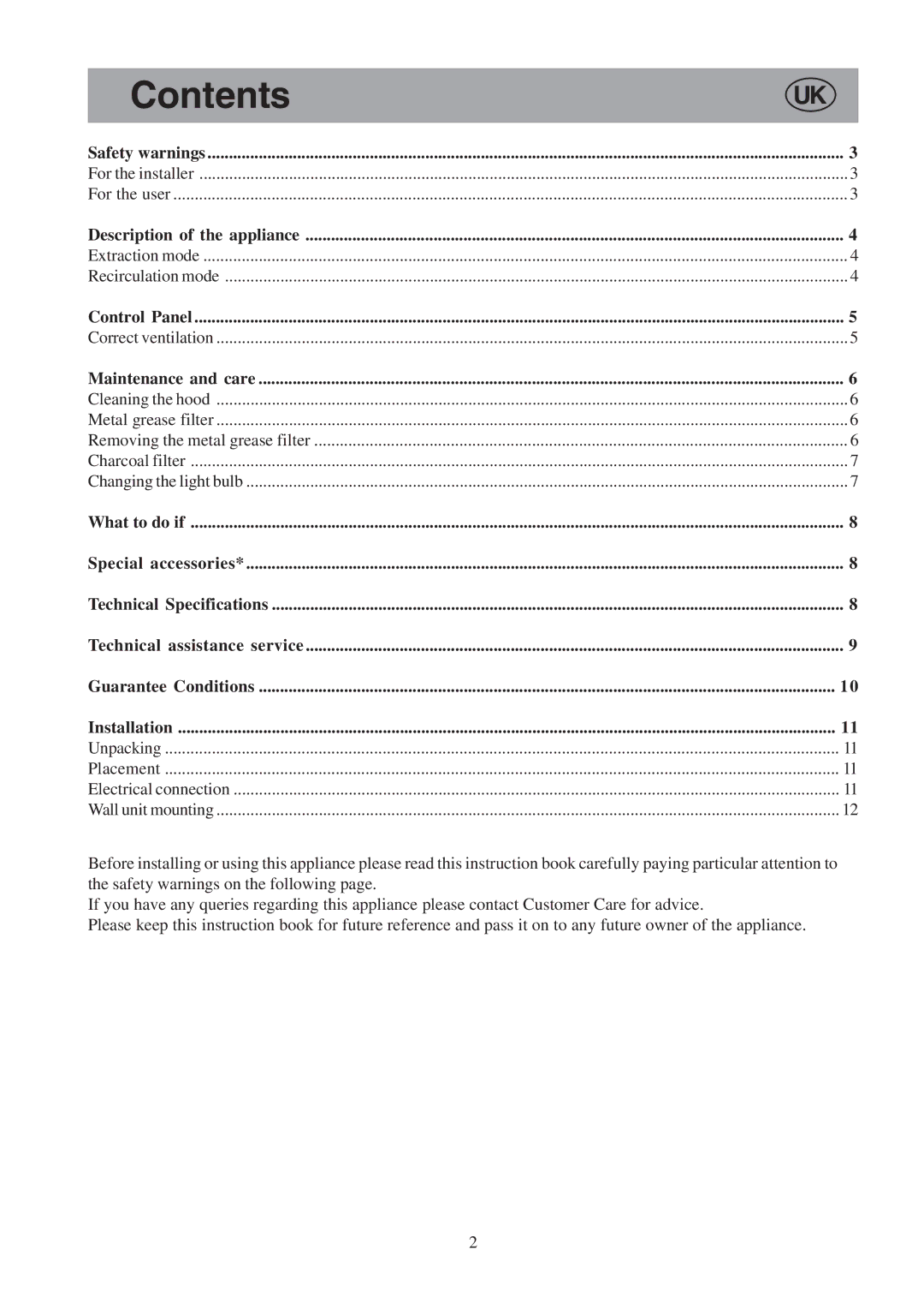 Zanussi ZHC 955 manual Contents 