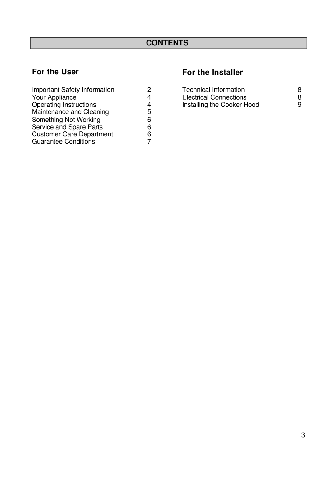 Zanussi ZHC72X installation instructions Contents 