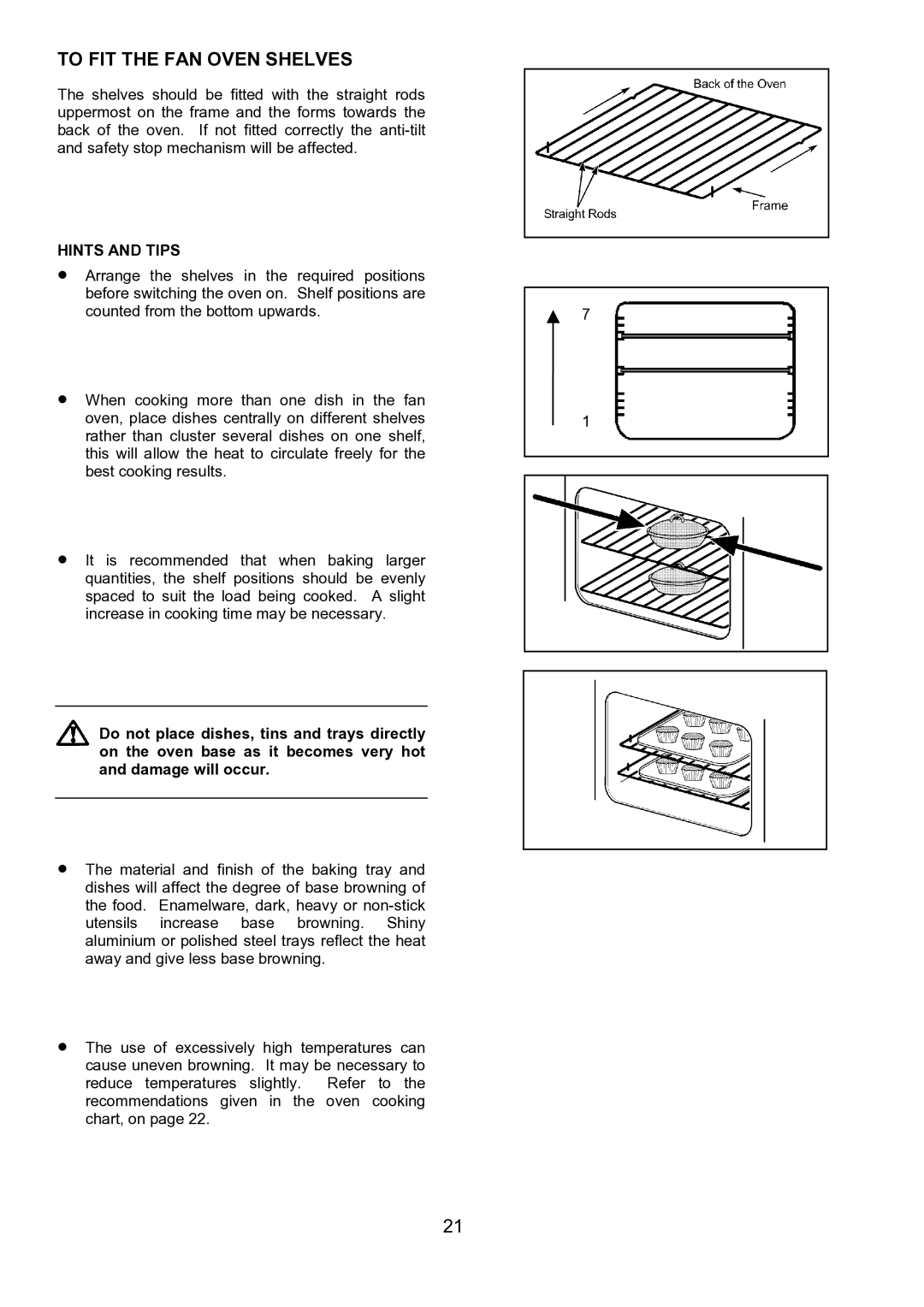 Zanussi ZHF 470 manual To FIT the FAN Oven Shelves 